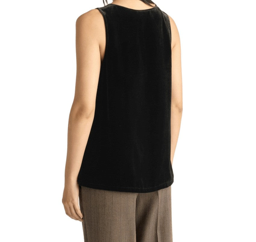 Momonì Sleek Sleeveless Top In Viscose-Silk Velvet