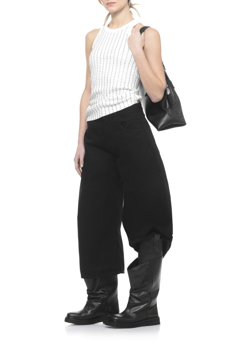 The Attico White All-Over Strass Cotton Tank Top