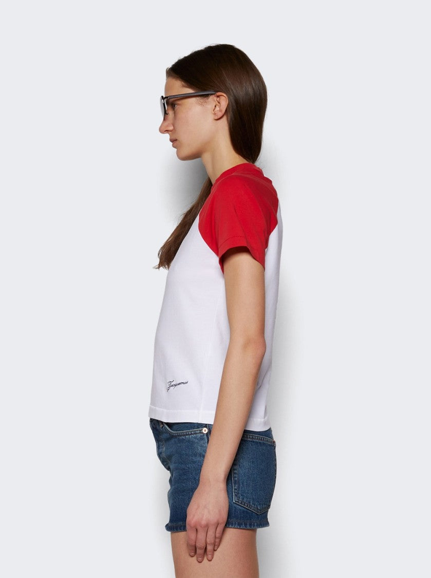 Jacquemus Le Mini Tee Baseball White And Red