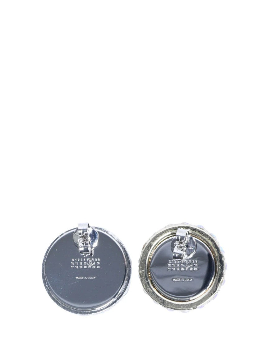 Mm6 By Maison Margiela Silver Iridescent Floral Crystal Earrings