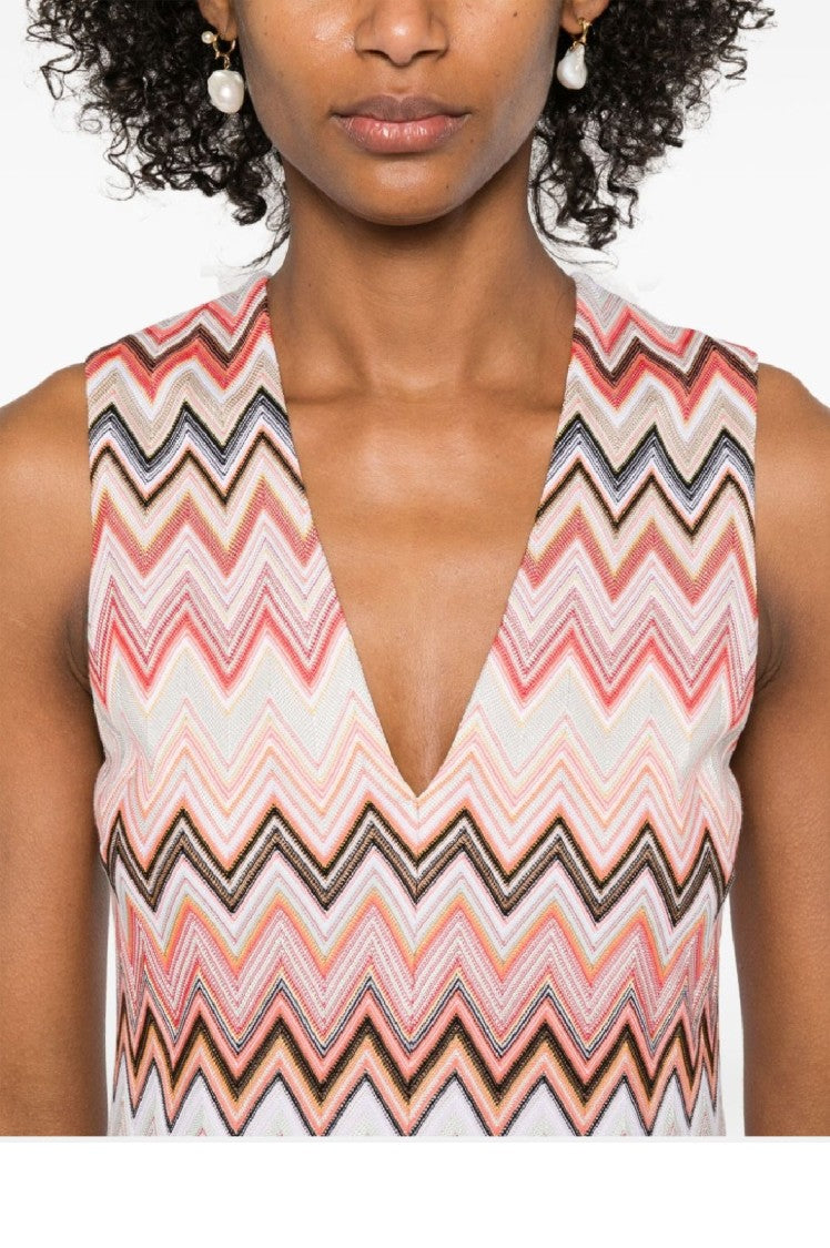 Missoni Sleeveless Short Dress With Zigzag Pattern