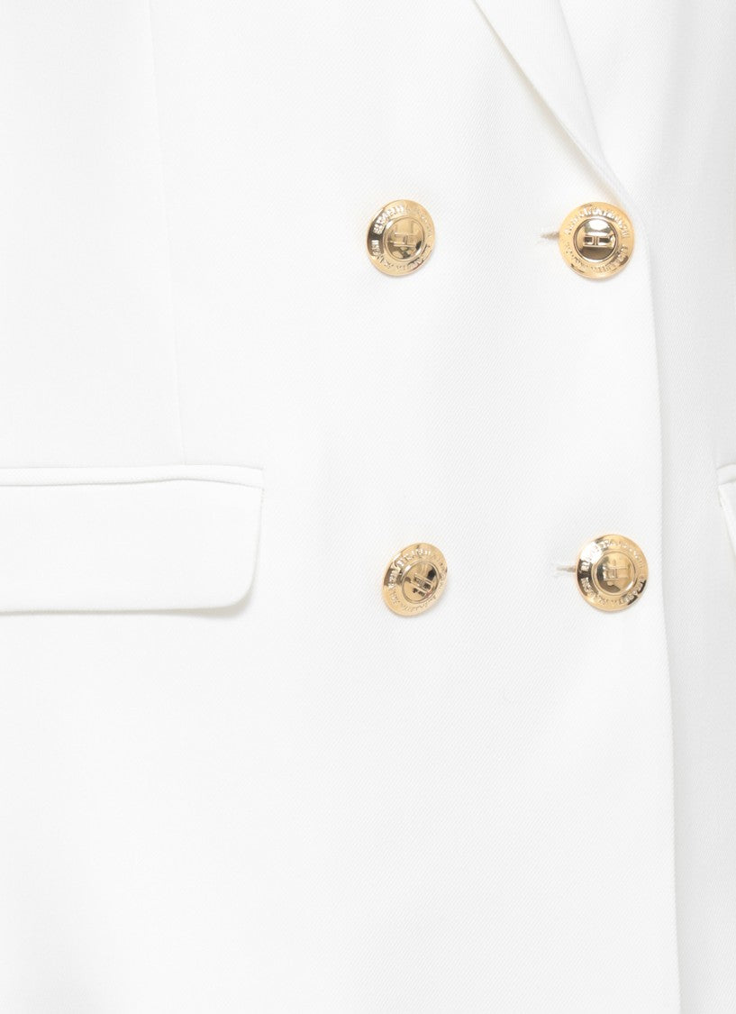 Elisabetta Franchi Ivory Viscose Double-Breasted Blazer