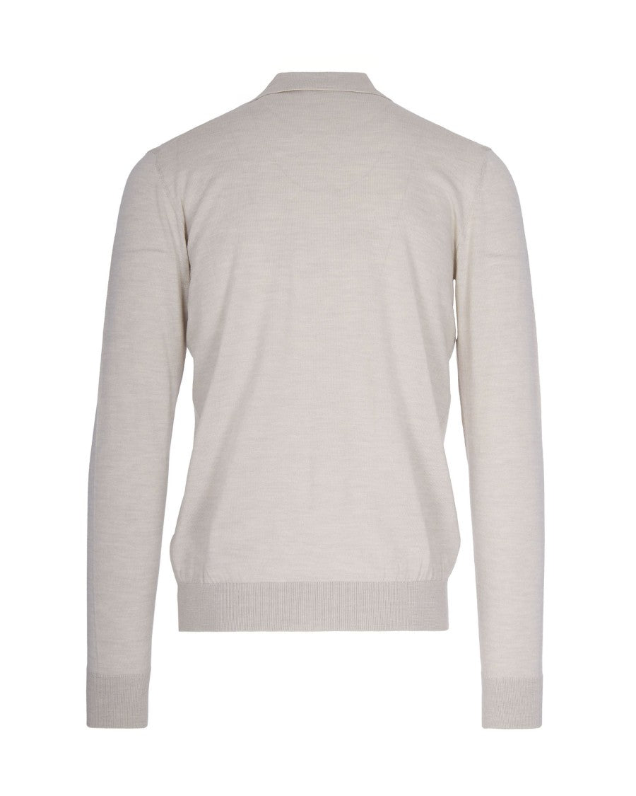 Paolo Pecora Cream White Virgin Wool Polo