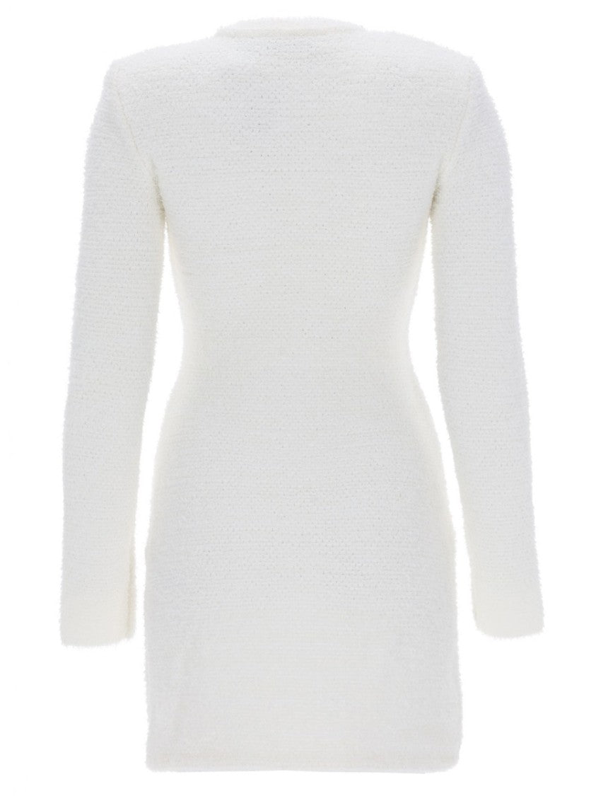 Self-Portrait Textured Jewel Buttons Fitted Mini Dress