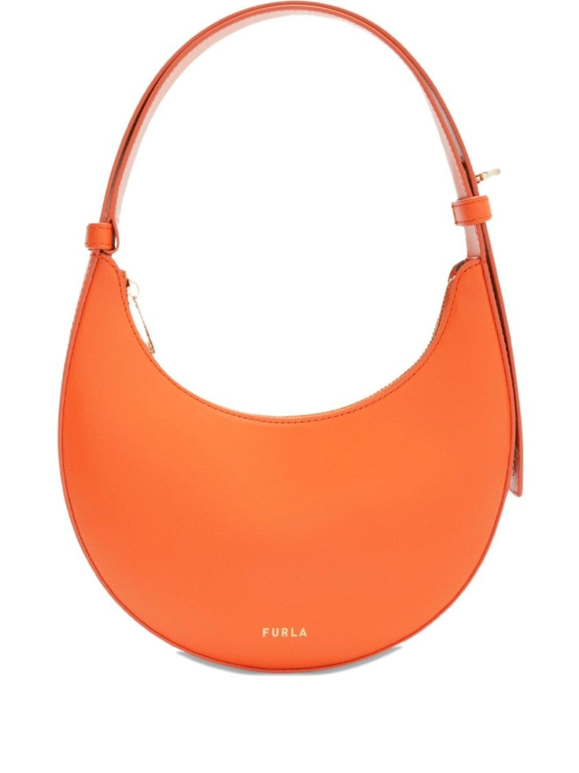 Furla Smooth Crescent Shoulder Bag With Zippered Closure