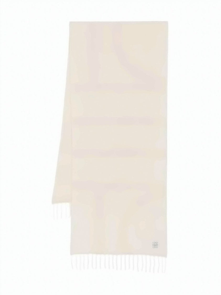 Totême Fringed Alpaca Blend Scarf With Subtle Checkered Pattern
