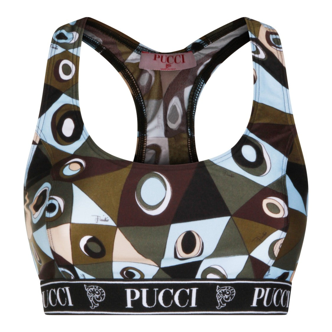 Emilio Pucci Cropped Halter Neck Top With Multicolor Geometric Print