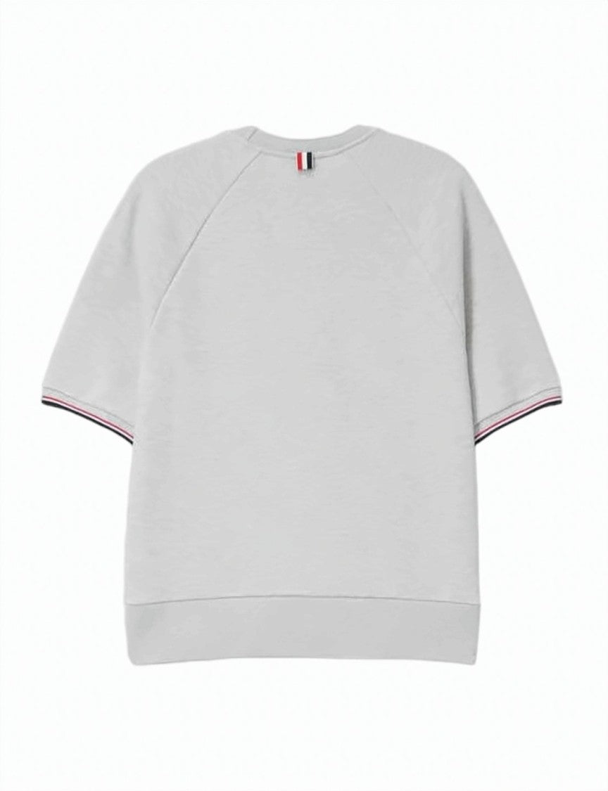Thom Browne Short-Sleeved Sweatshirt-Style Top With Tricolor Accents