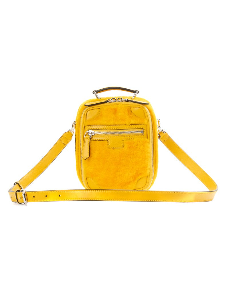 Fendi Yellow Travel Shearling Mini Tote Bag