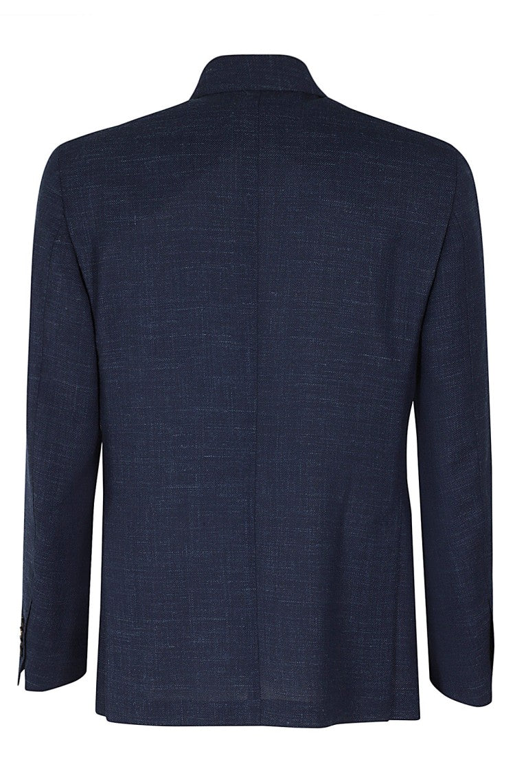 Santaniello Double Breasted Slim Wool Linen Jacket