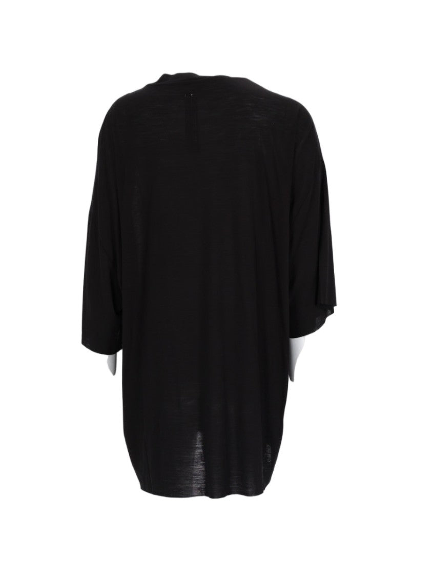 Rick Owens Black Loose Wool-Silk Blend Top