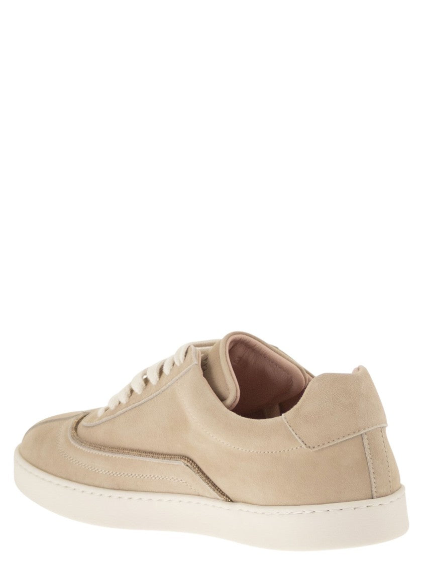 Fabiana Filippi Suede Trainers With Diamond Thread Embroidery