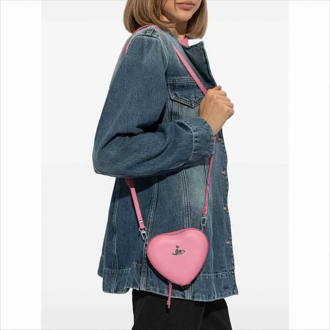 Vivienne Westwood Heart-Shaped Nappa Leather Shoulder Bag With Zip Closure