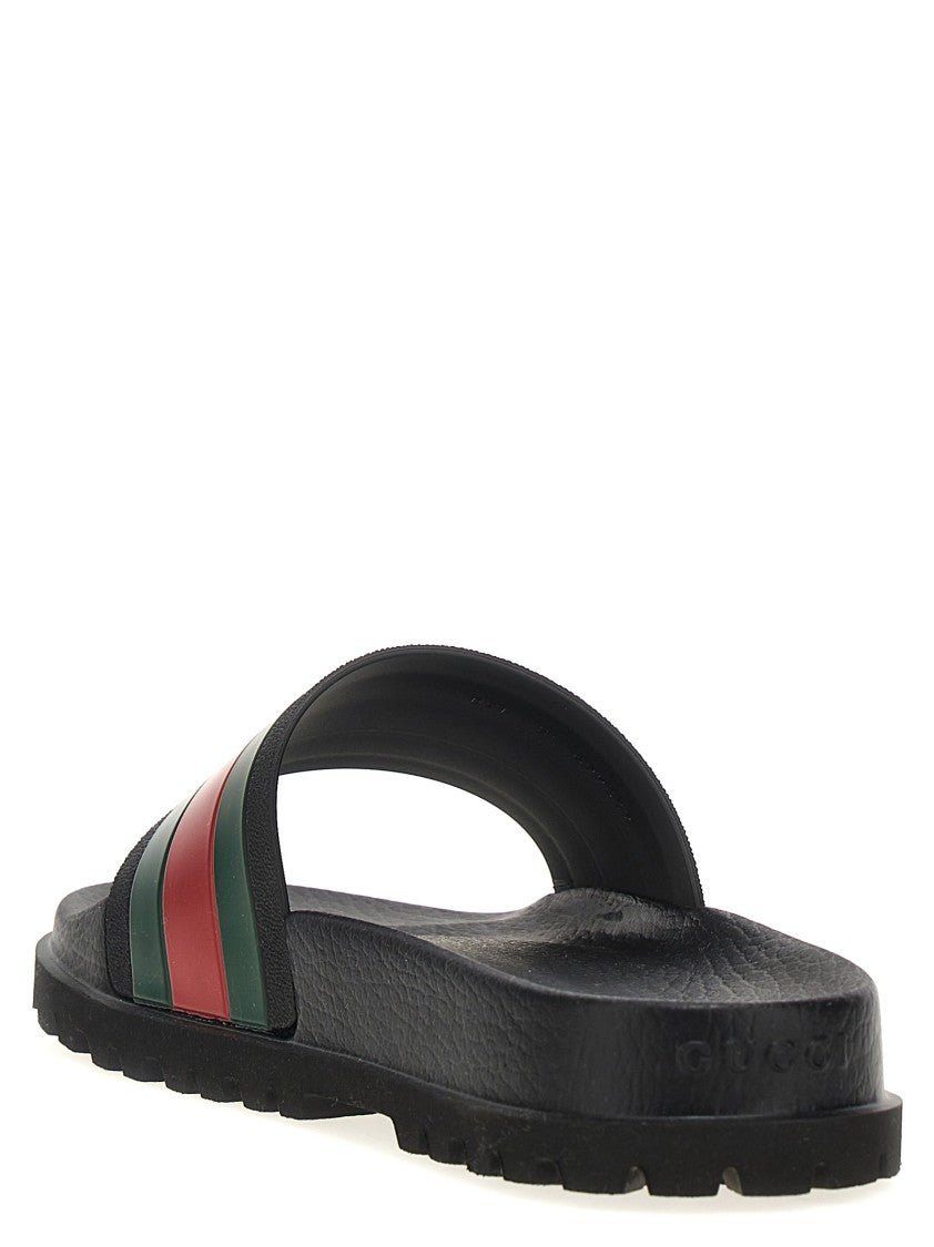 Gucci Contoured Slides With Textured Rubber Sole