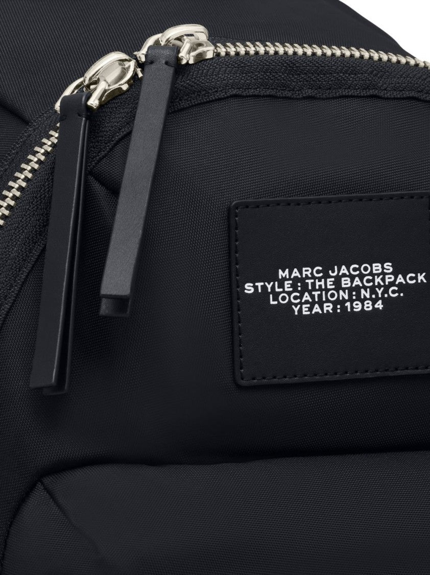 Marc Jacobs Black Large Zipped Logo Nylon Backpack