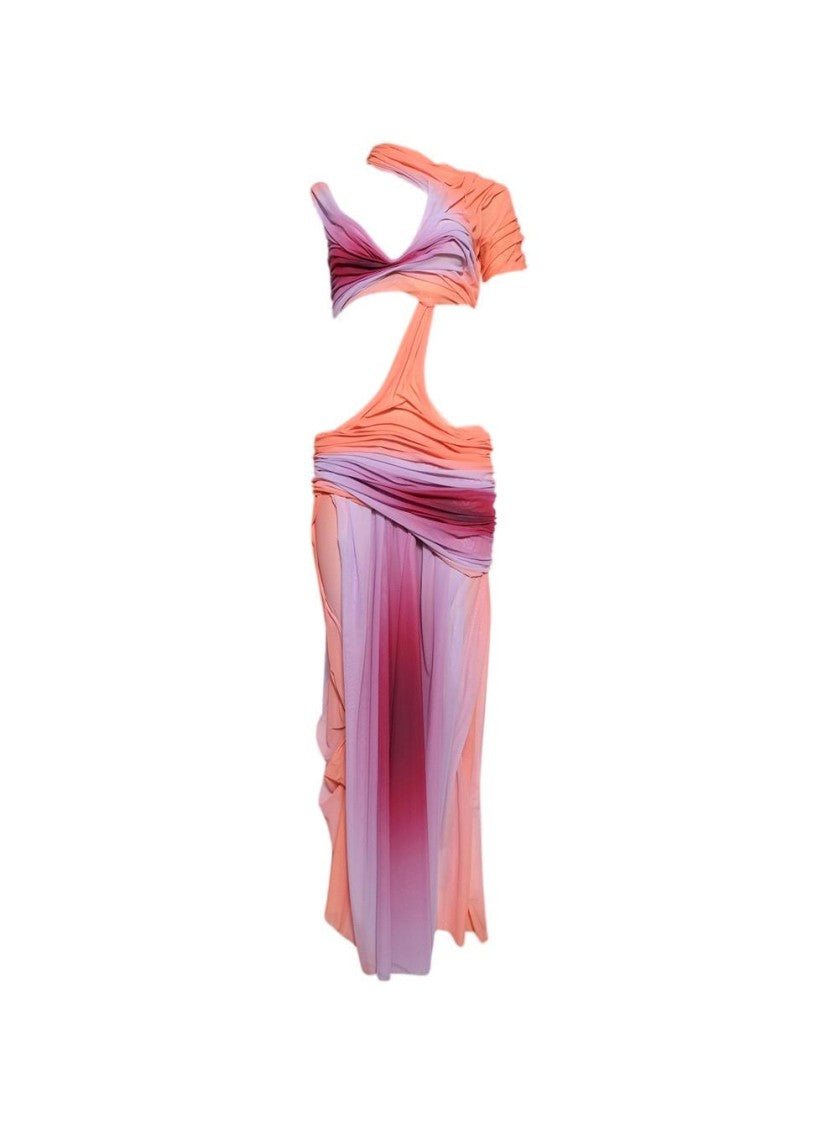Di Petsa Long Wetlook Dress Sunset Gradient