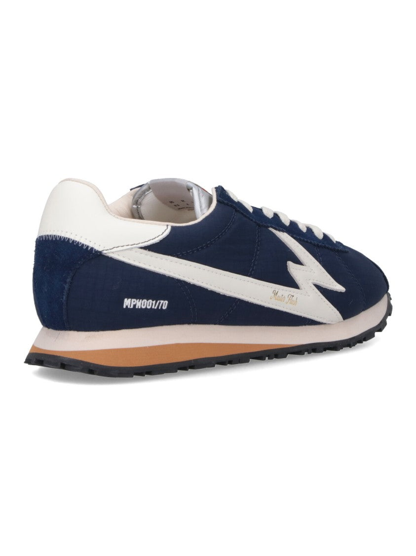 Master Of Arts Navy Blue Sneakers With White Lightning Bolt Accents