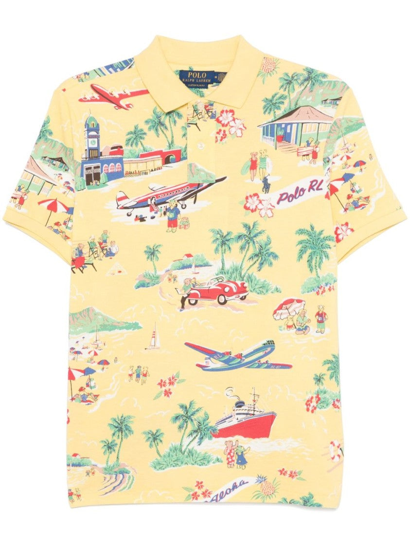 Polo Ralph Lauren Short-Sleeved Lemon Yellow Shirt With Vintage Graphics