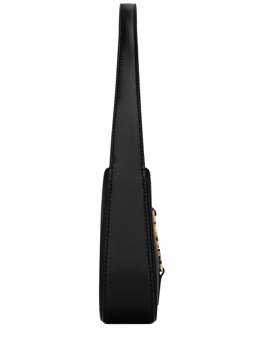 Saint Laurent Mini Hobo Bag In Smooth Calf Leather With Metallic Logo