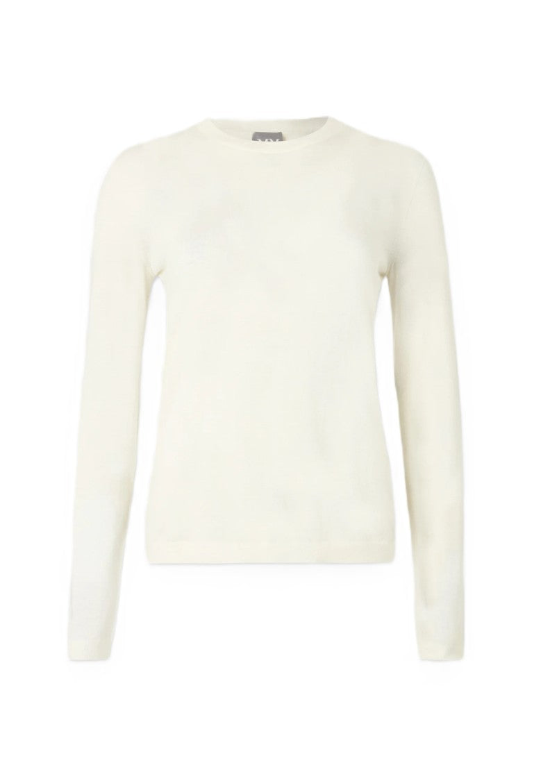 Max Mara Malesia Knit Top In Ivory White Wool-Cashmere Blend