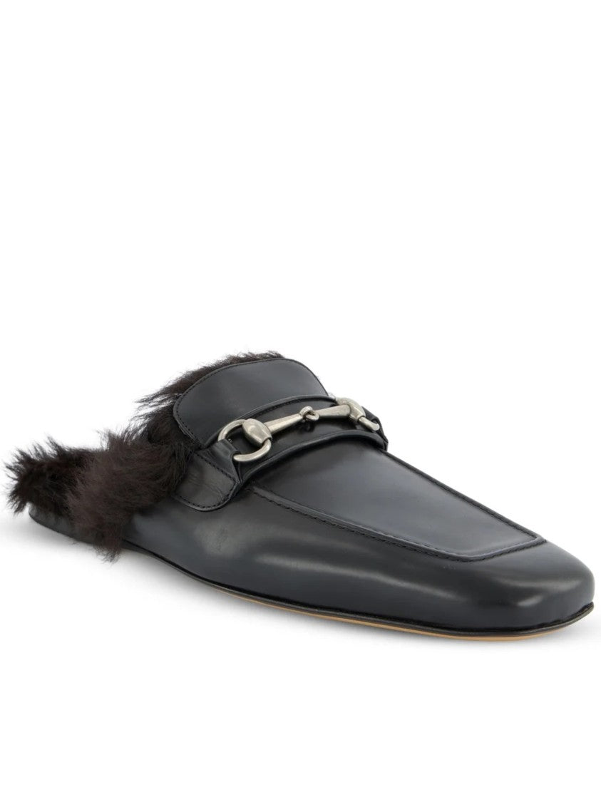 Gucci Larindo Black Leather Horsebit Mules