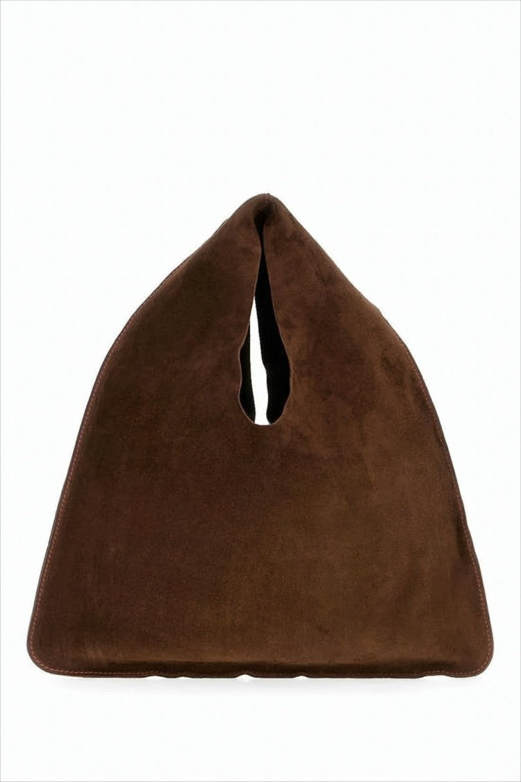 The Row Soft Triangular-Shaped Tote Bag In Rich Brown Calf Leather