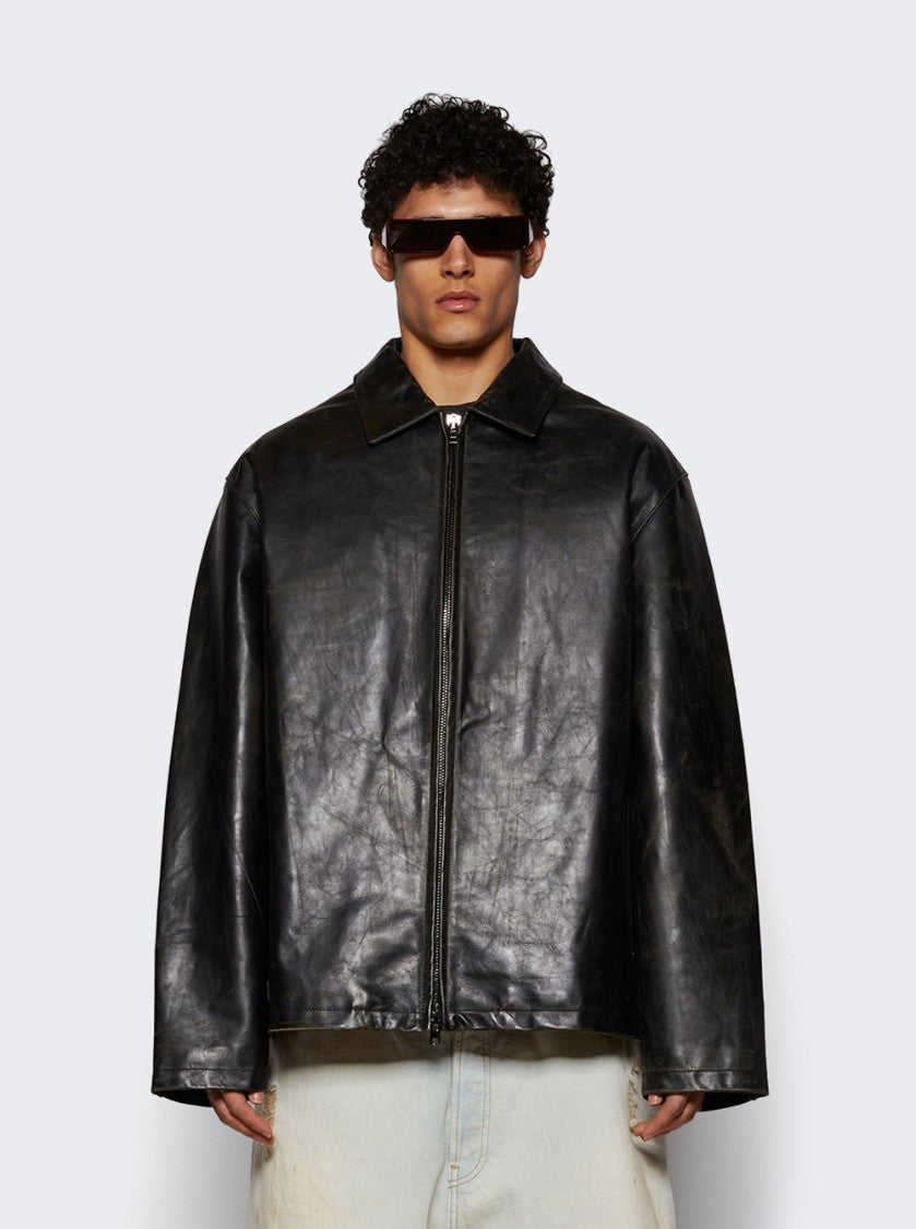 Vetements Distressed Zip-Up Jacket Black