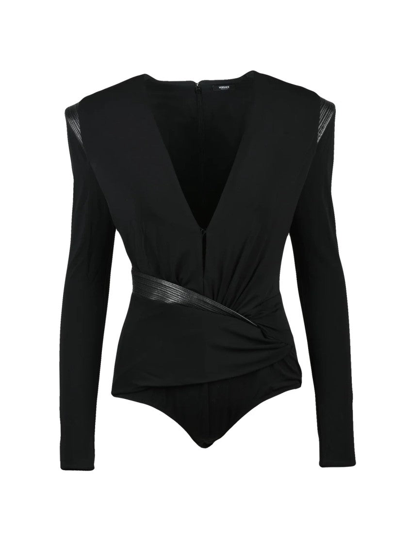 Versace Collection Black Viscose-Blend Bodysuit