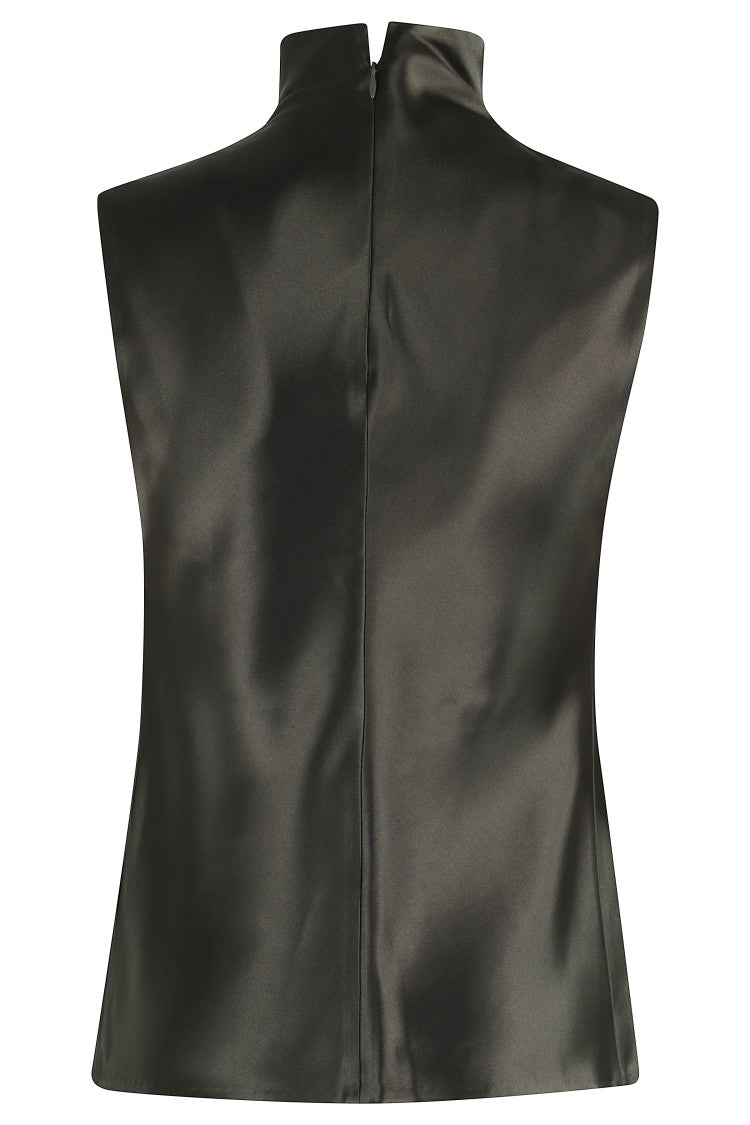 Nanushka Dark Green Colson Satin Top