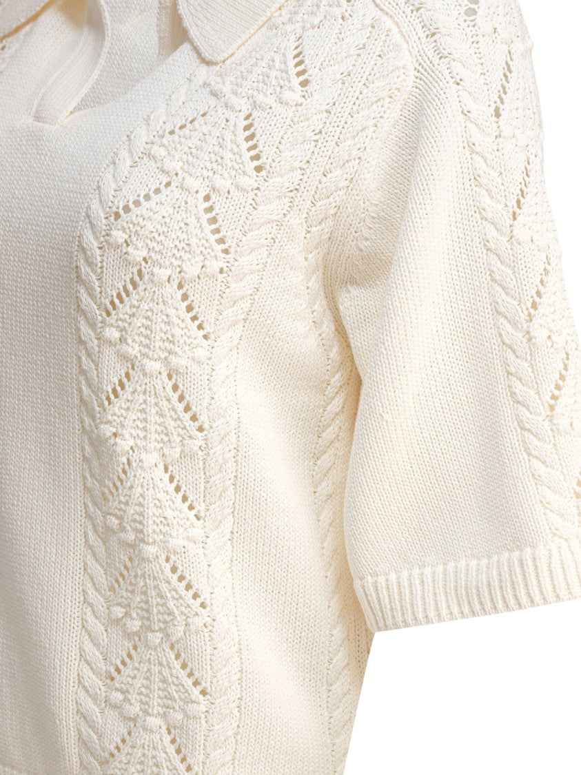 Loulou De Saison Cable Knit Polo Sweater