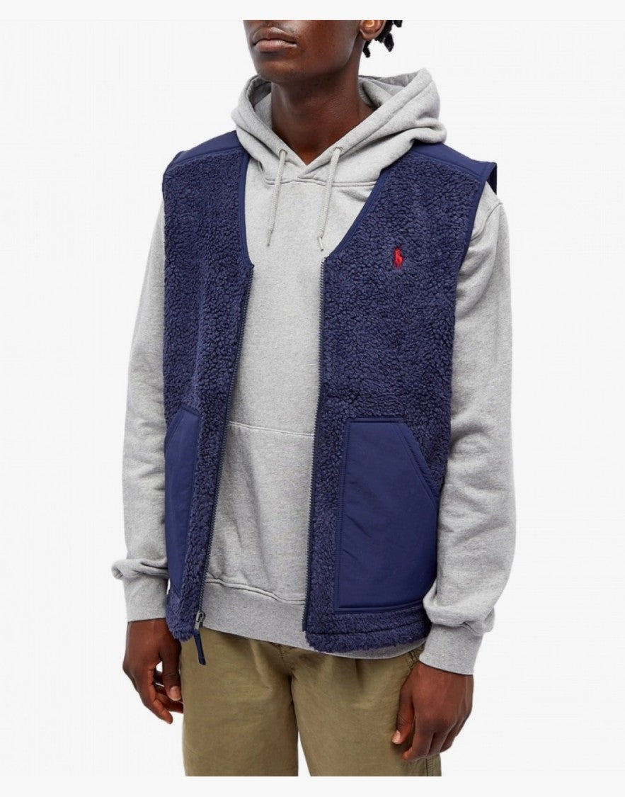 Polo Ralph Lauren High-Pile Fleece Vest Jacket With Zip Fastening And Logo Detail