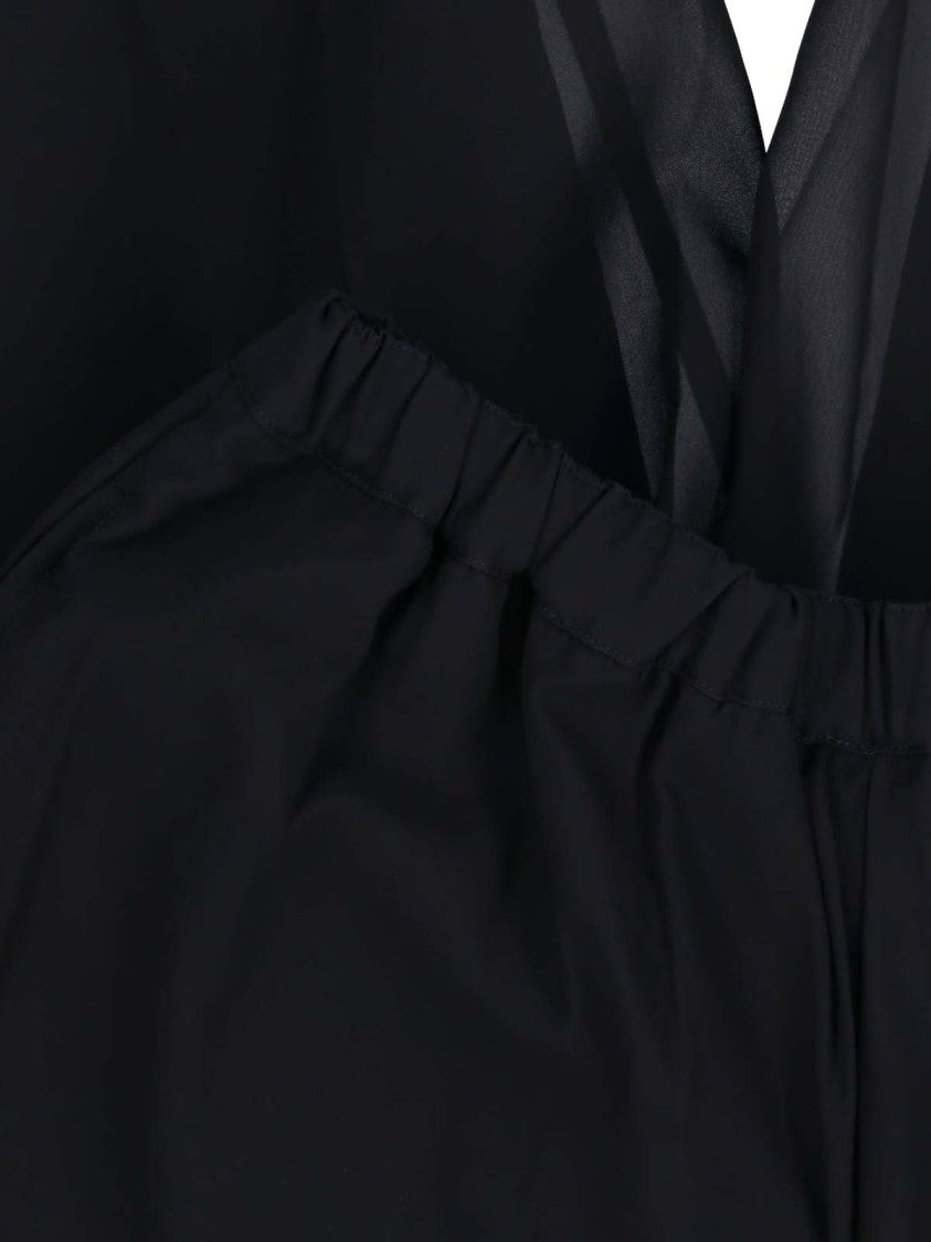 Comme Des Garçons Layered Black Wool Midi Skirt With High Elasticated Waistband
