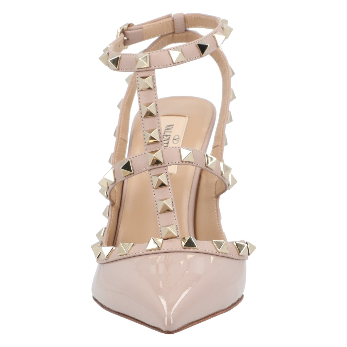 Valentino Patent Rockstud Caged Pump Beige