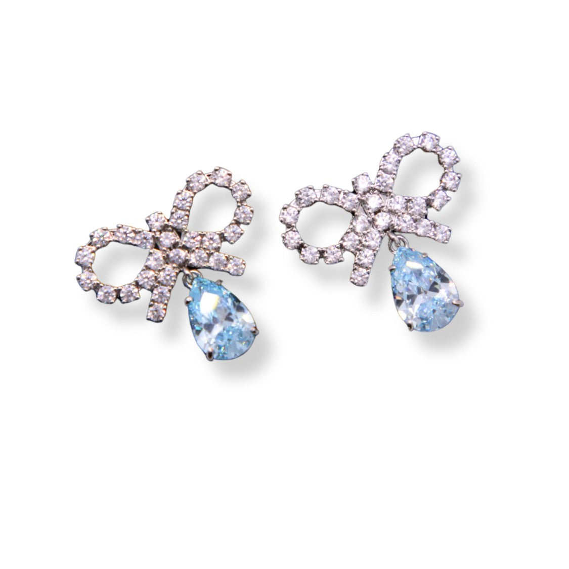 Self-Portrait Micro Bow Droplet Earrings With Crystal Accents