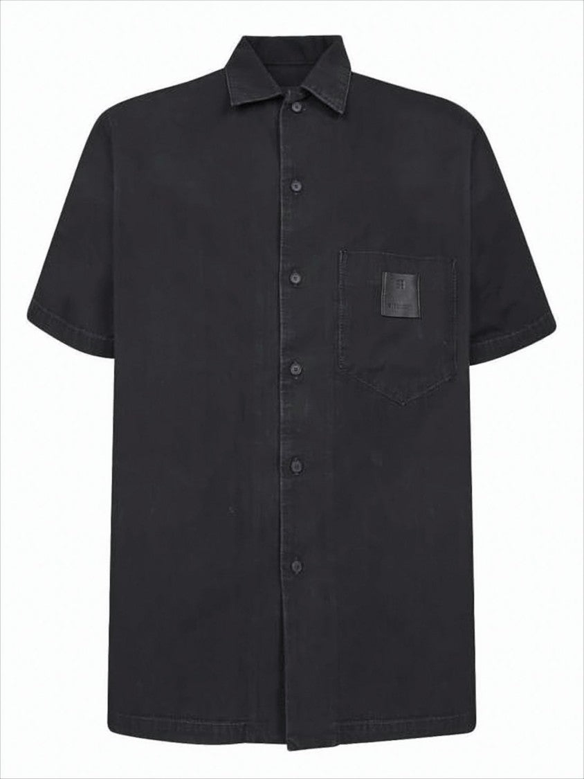 Givenchy Short-Sleeved Black Shirt With Classic Collar And Chest Pocket