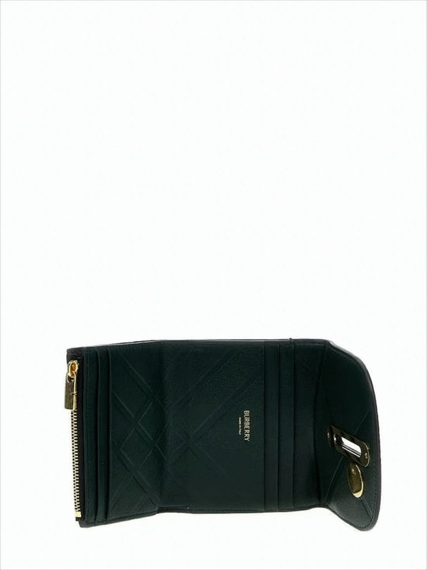 Burberry Textured Leather Wallet With Gold-Tone Clasp