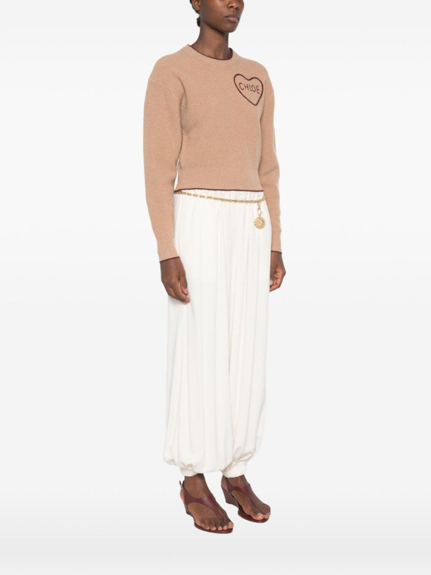 Chloé Black Ribbed Knit Heart-Shaped Sweater