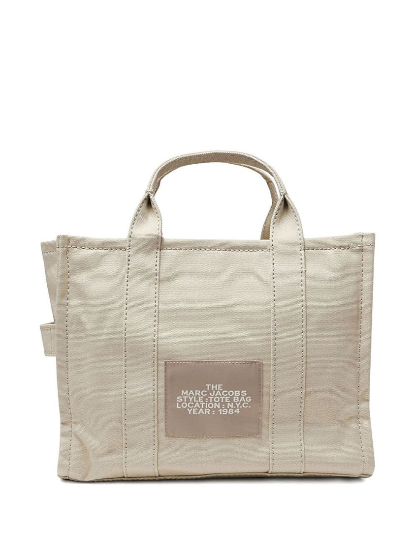 Marc Jacobs Structured Beige Tote Bag With Dual Handles And Bold Branding
