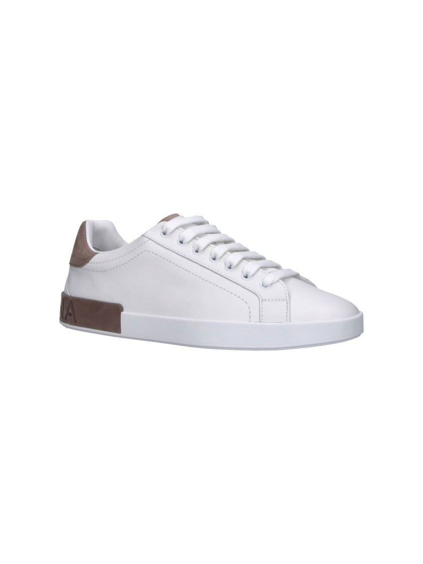 Dolce & Gabbana White Portofino Low-Top Leather Sneakers