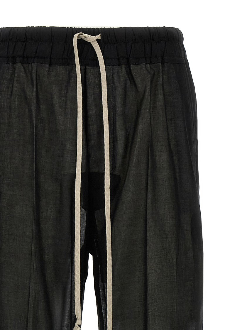 Rick Owens Wide-Leg Cotton Muslin Pants With Drawstring Waist