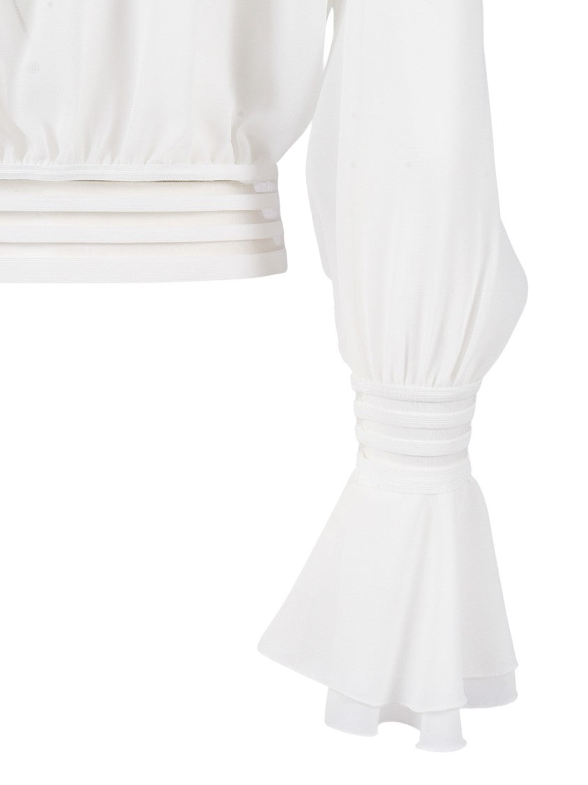 Elisabetta Franchi Off Shoulder Voluminous Bow Blouse