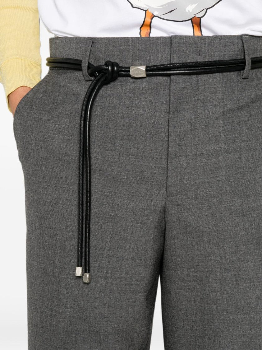 Moschino Silk-Nylon Blend Straight-Leg Trousers With Subtle Crease