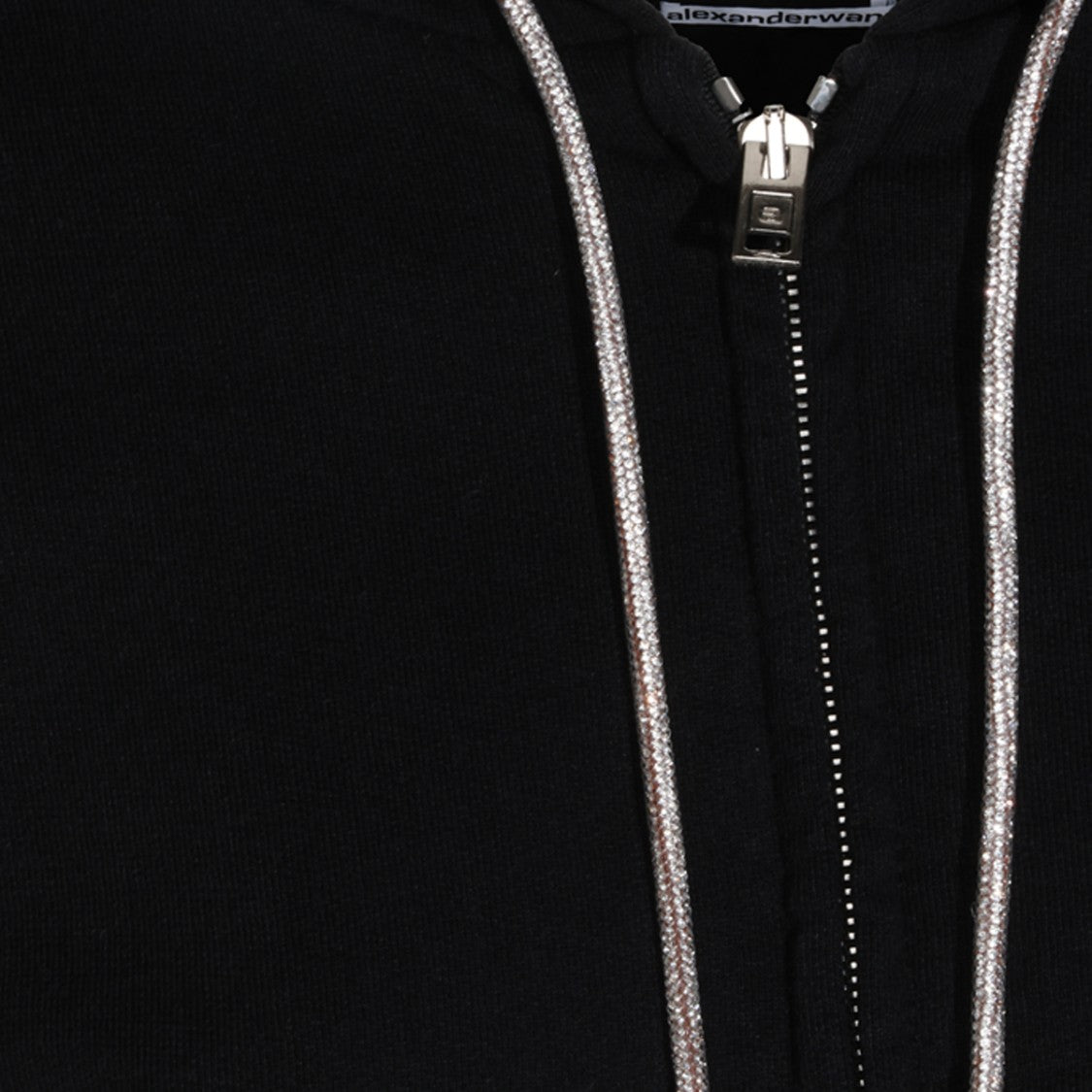 Alexander Wang Cropped Hoodie Sweater With Front Zipper And Ribbed Accents