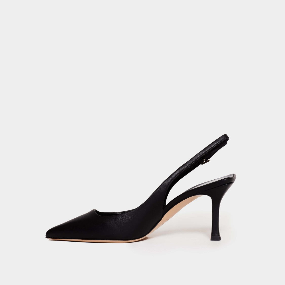 Ninalilou 75Mm Black Leather Slingback Heels
