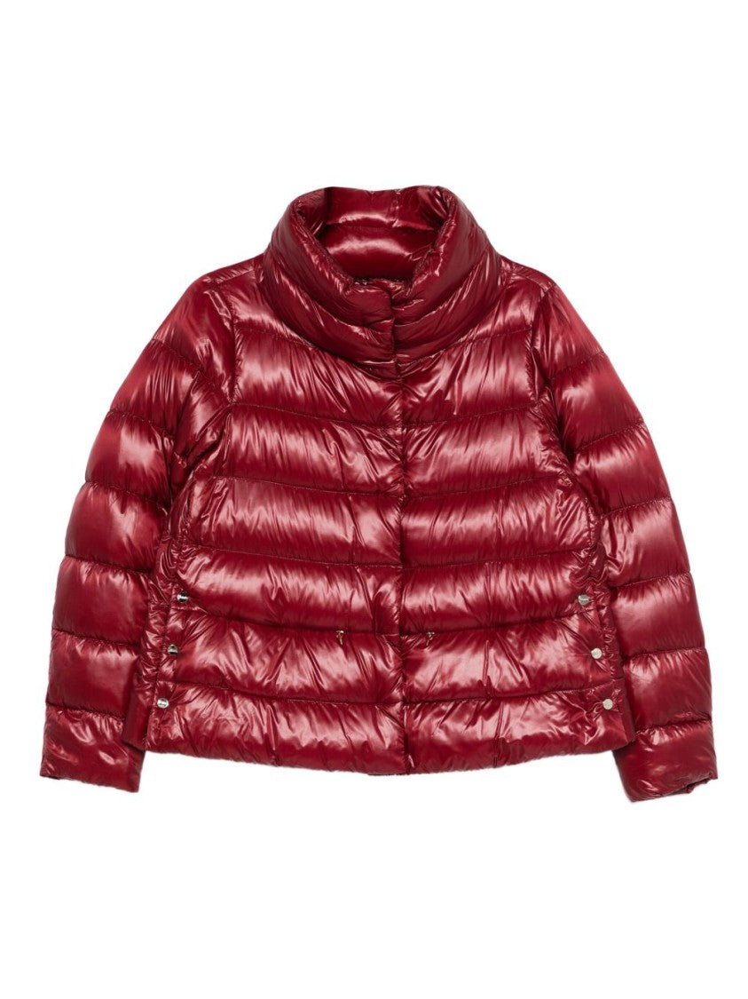 Herno Bordeaux Quilted Puffer Coat With High Collar