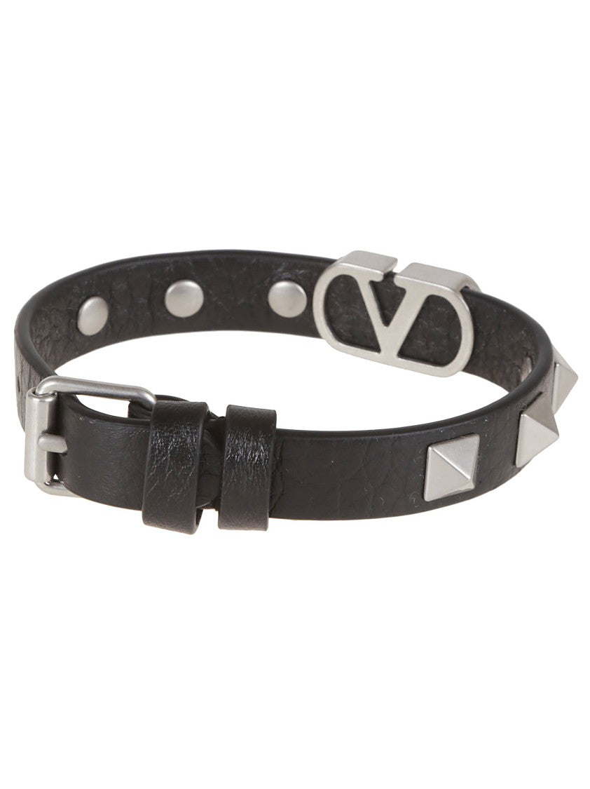 Valentino Black Grained Calfskin Bracelet
