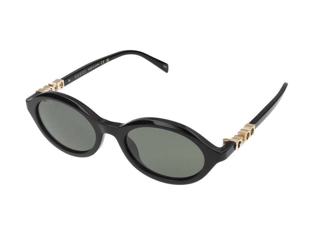 Gucci Black Glossy Black Finish Rectangular Sunglasses