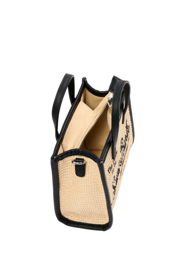 Mc2 Saint Barth Black Straw Vivian Shoulder Bag