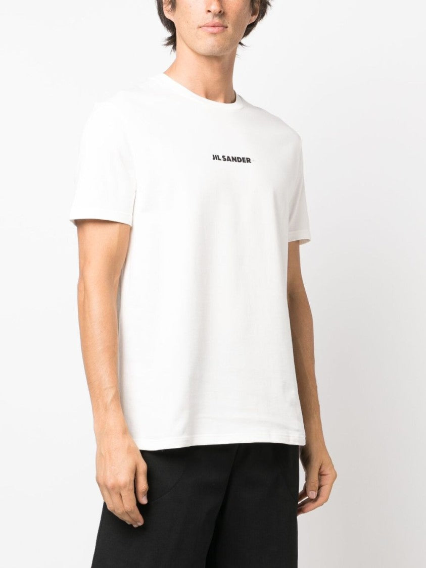 Jil Sander White Cotton T-Shirt With Logo Print