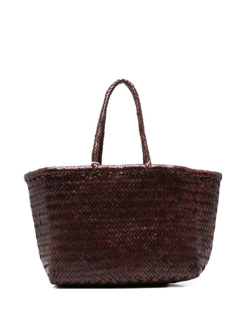 Dragon Diffusion Woven Brown Calfskin Shoulder Bag With Braided Handles
